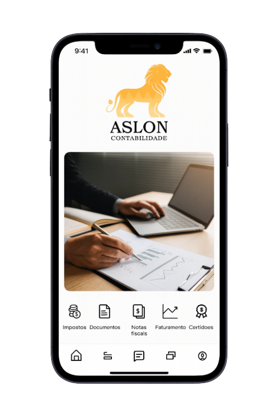 Aplicativo da Aslon Contabilidade no celular